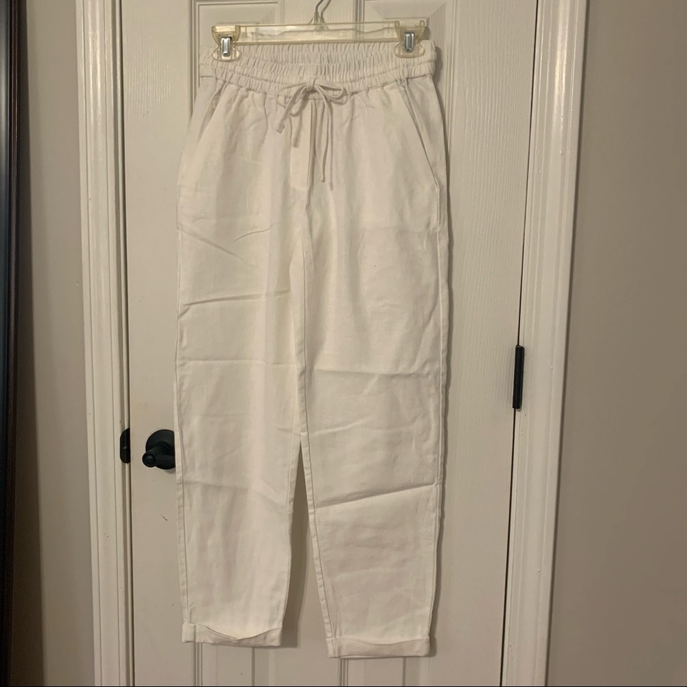 J. Crew White Cropped Drawstring Pants